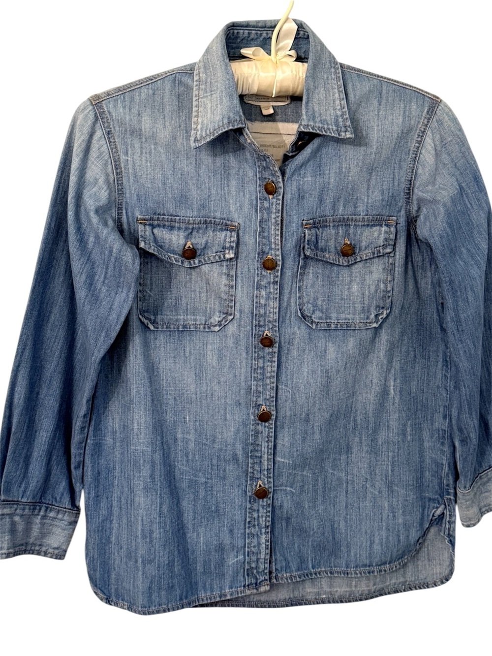Current/Elliott The Perfect Shirt Denim Chambray Button Front Top 1
